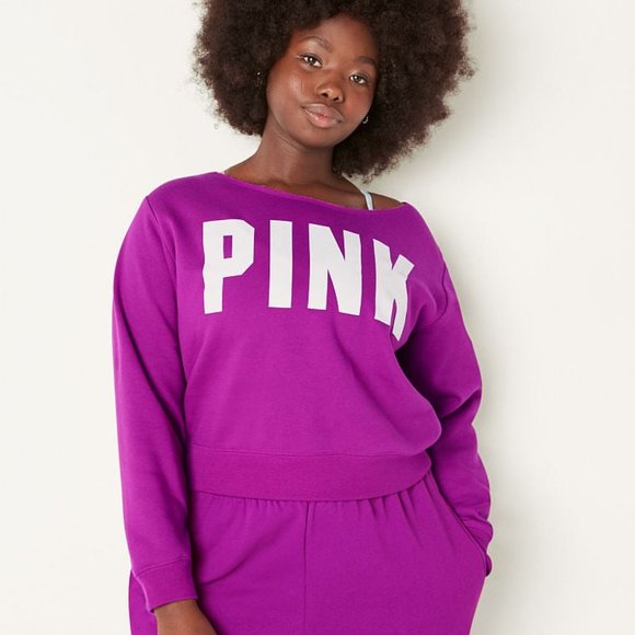 VICTORIA'S SECRET PINK FLEECE CROPPED SWEATSHIRT - NWT - Picture 2 of 4